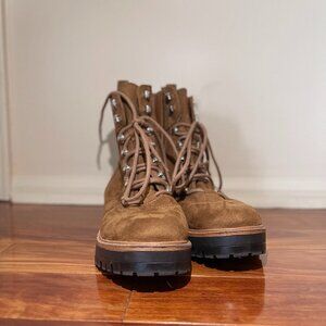 Nine West Suede Lace-Up Lug Sole Boots